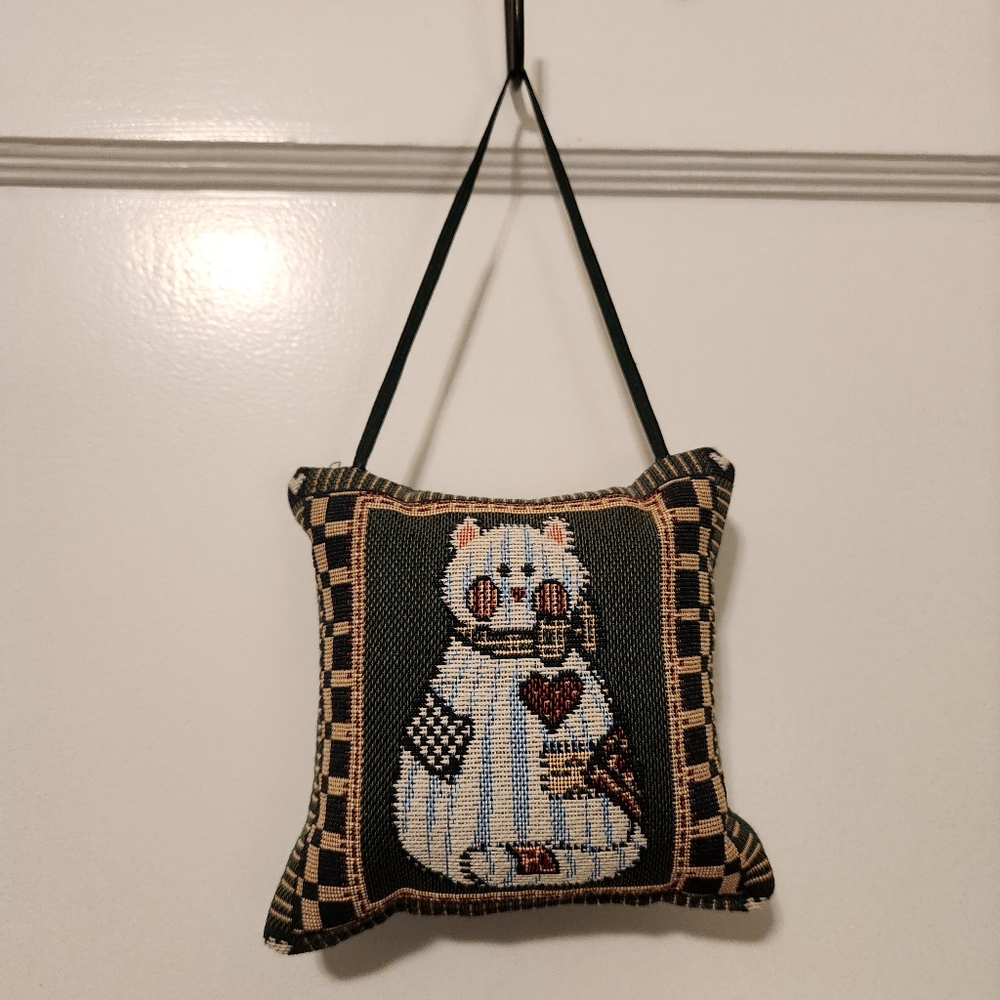 Needlepoint Tapestry Door Hanger Pillow-Calico Patchwork Kitty or Rooster